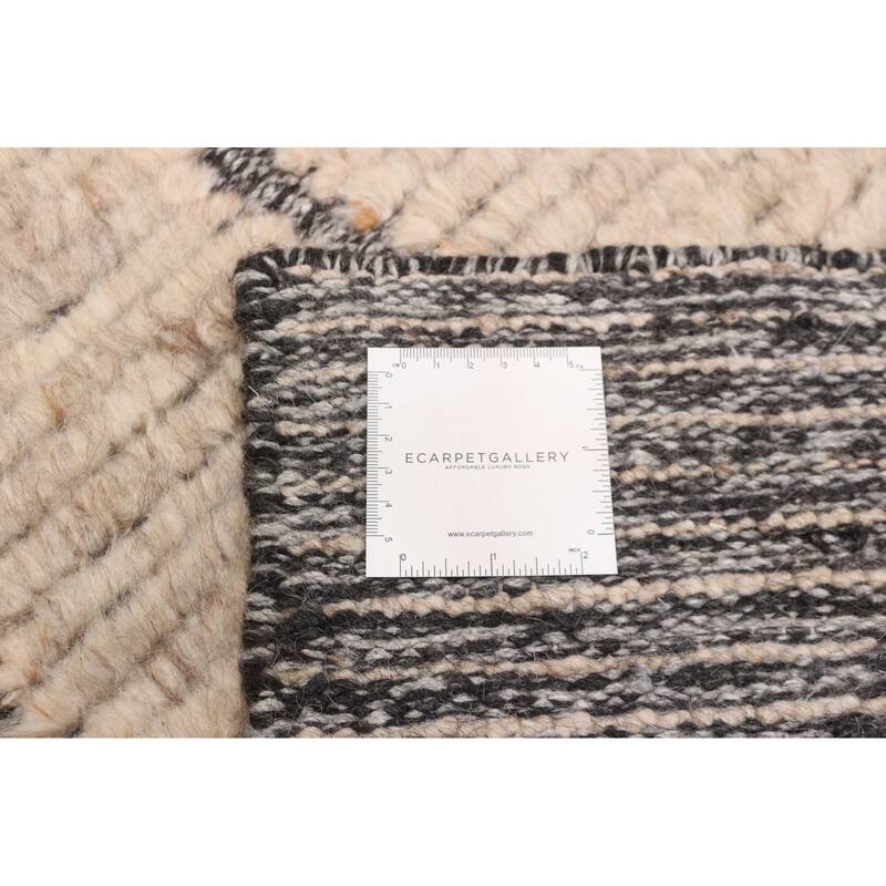 ECARPETGALLERY Hand-knotted Tangier Beige, Dark Grey Wool Rug - 8'2 x 10'1