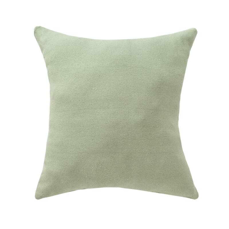 Handwoven Embroidered Floral Square Throw Pillow - 20" - Green and White