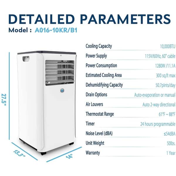 Shop 10 000 Btu Smart Portable Air Conditioner Wi Fi 3 In 1 Floor Ac Unit With 2 Fan Speeds Remote Control And Digital Led Display Overstock 31483935