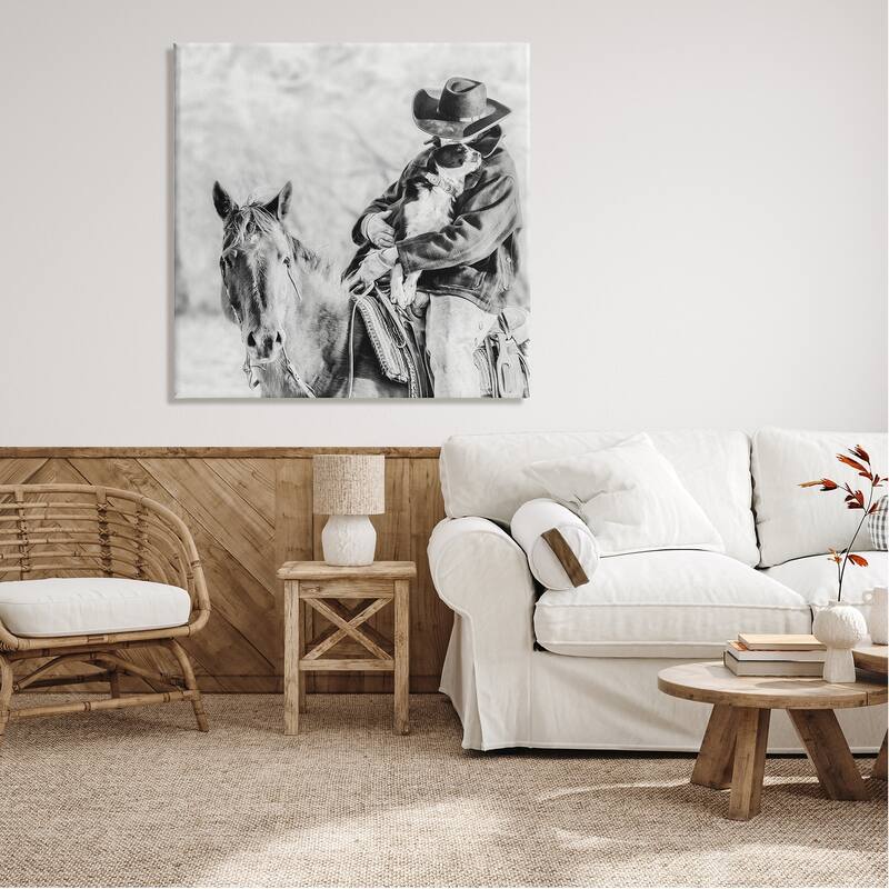 Stupell Cowboy Hugging Dog Canvas Wall Art Design by PBurchettePhoto