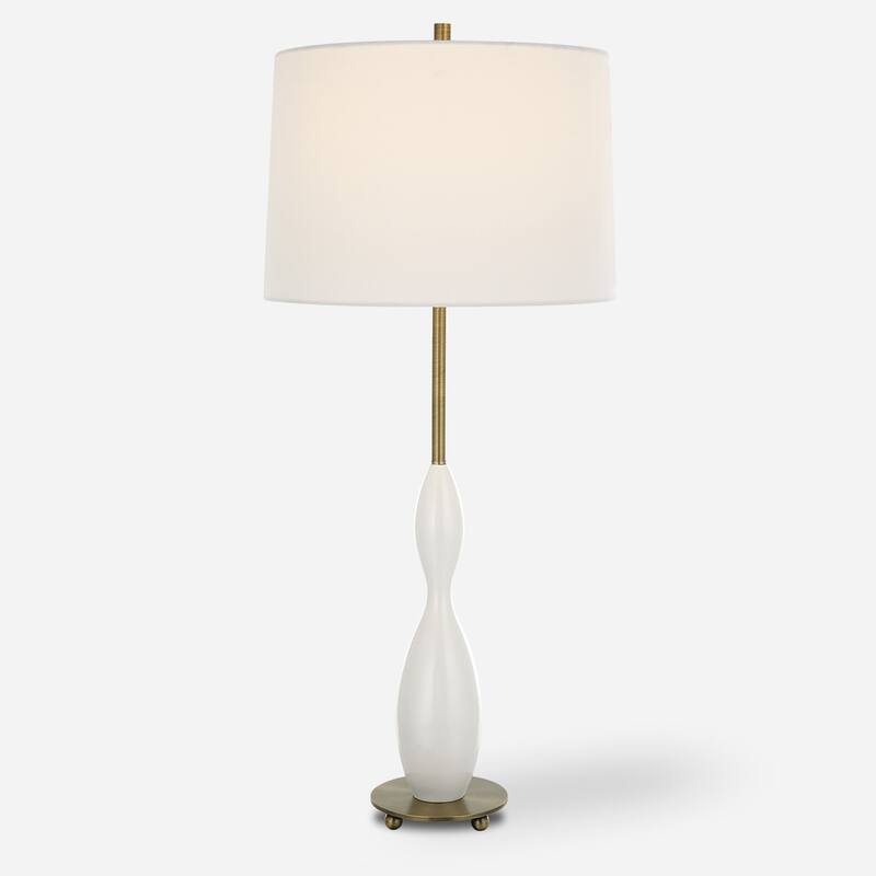 Glossy Curvy Base Table Lamp - 34" - White