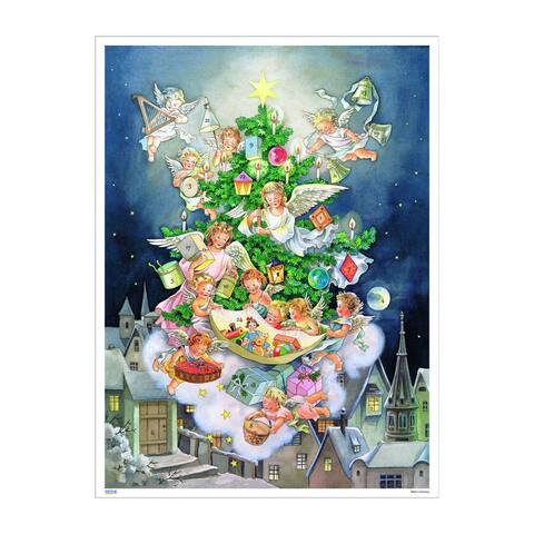 15.25" Vibrant Unique Korsch Advent Scene Heavenly Angels Wall Decor