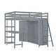 preview thumbnail 1 of 11, Lodge Design Full Size Loft Bed with Wardrobe and Desk,Solid Wood Design Gray