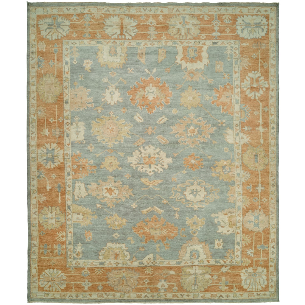 Traditional Multi-Colored Hand-Knotted Wool Area Rug