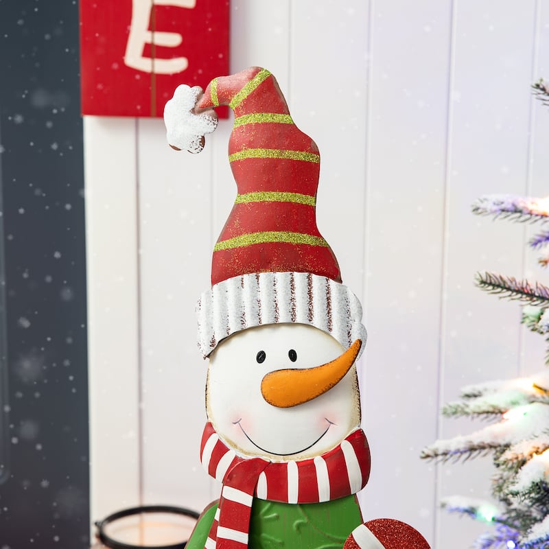 Glitzhome 36"H Metal Snowman or Santa Yard Stake Standing Decor Wall Decor