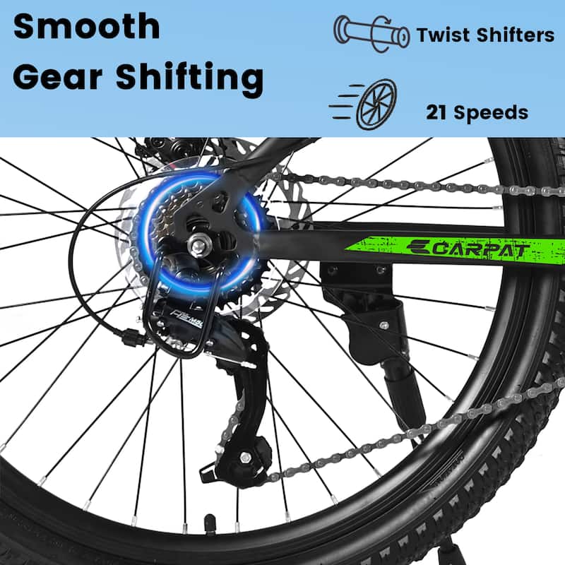 26 Inch High-Carbon Steel Frame Mountain Cycling Bike, Shimano 21 Speeds City Bicycle w/Mechanical Disc Brakes for Adult & Teens