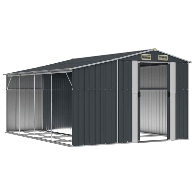 vidaXL Garden Shed Metal Outdoor Storage Tool Shed House Galvanized Steel