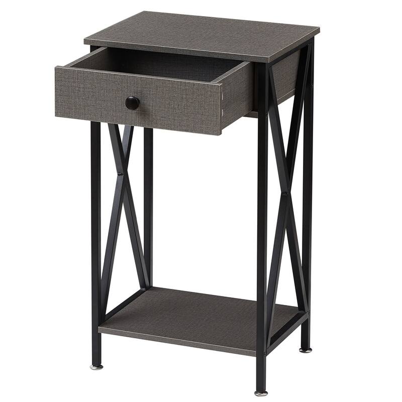 VECELO Mid-century 1-Drawer Tall Nightstands with Low Shelf,Nightstand