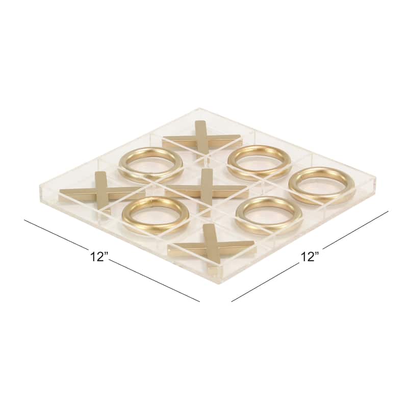 Acrylic Plastic Tic Tac Toe Home Decor Game Set with Gold or Silver Pieces - Clear - Roche River Decor