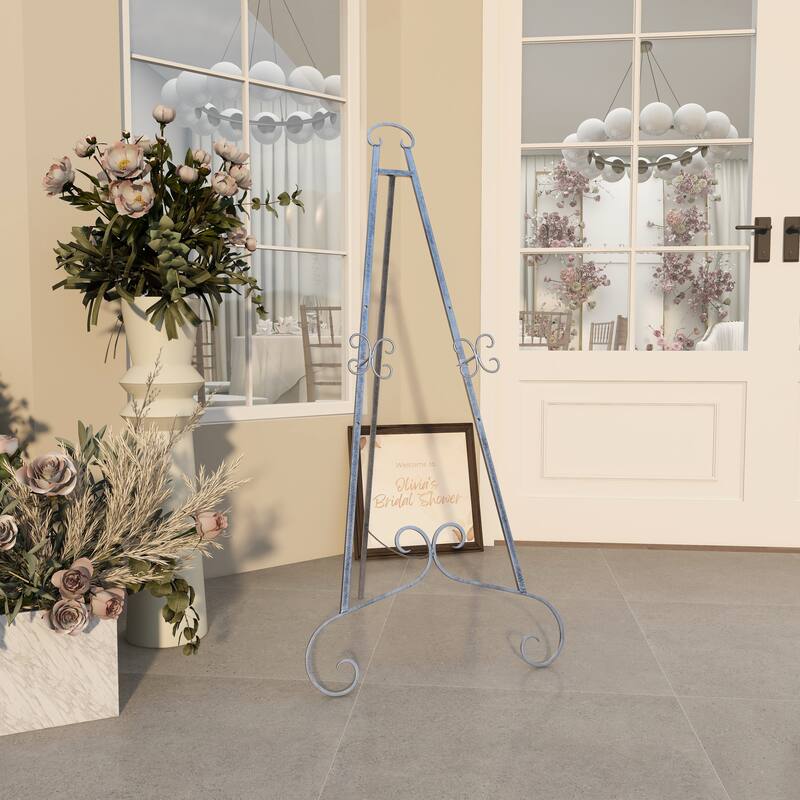 Silver or Gold Metal Traditional Easel with Chain Support - 22 x 21 x 46