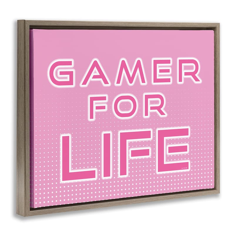 Stupell Pink Gamer For Life Framed Floater Canvas Wall Art Design By Yass Naffas Designs