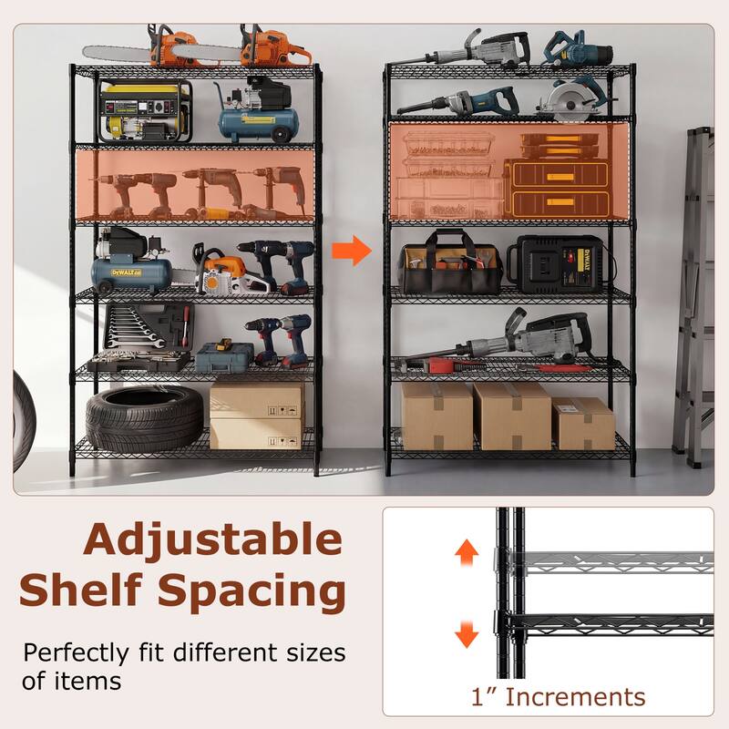Gymax 6-Tier Metal Storage Shelving Unit w/V-Shaped Wire Rack for Home