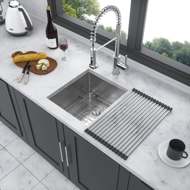 Undermount 16 Gauge Single Bowl Stainless Steel Kitchen Sink in Brushed Nickel