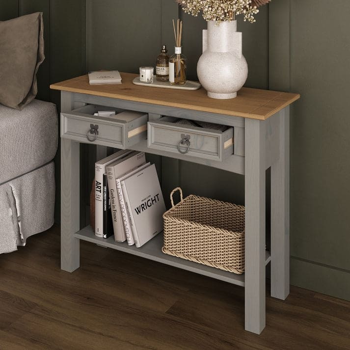 Wood Hall Table Console 2 Drawers Corona | Furniture Dash - N/A