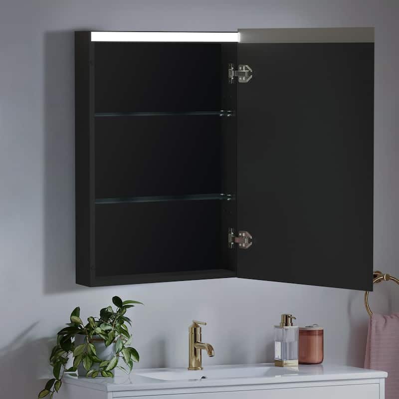 Bathroom LED Rectangular Aluminum Surface Mount Medicine Medicine Cabinet With Adjusted Glass shelves