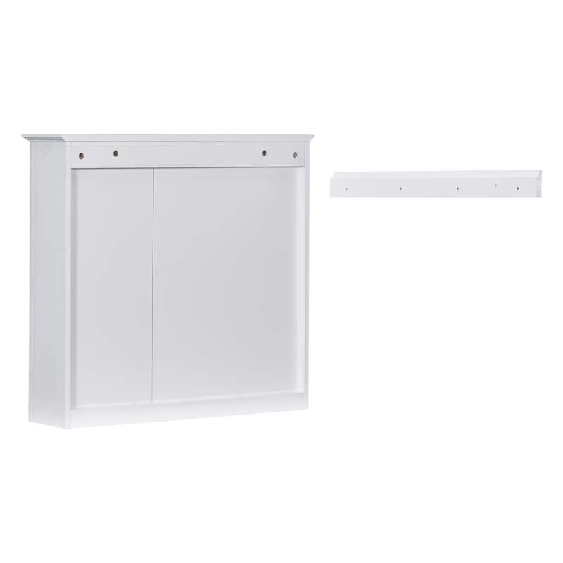 30''Bathroom Vanity with Top Sink,with 2 Drawers and a Tip-out Drawer, Freestanding Vanity Set with Mirror Cabinet,Single Sink