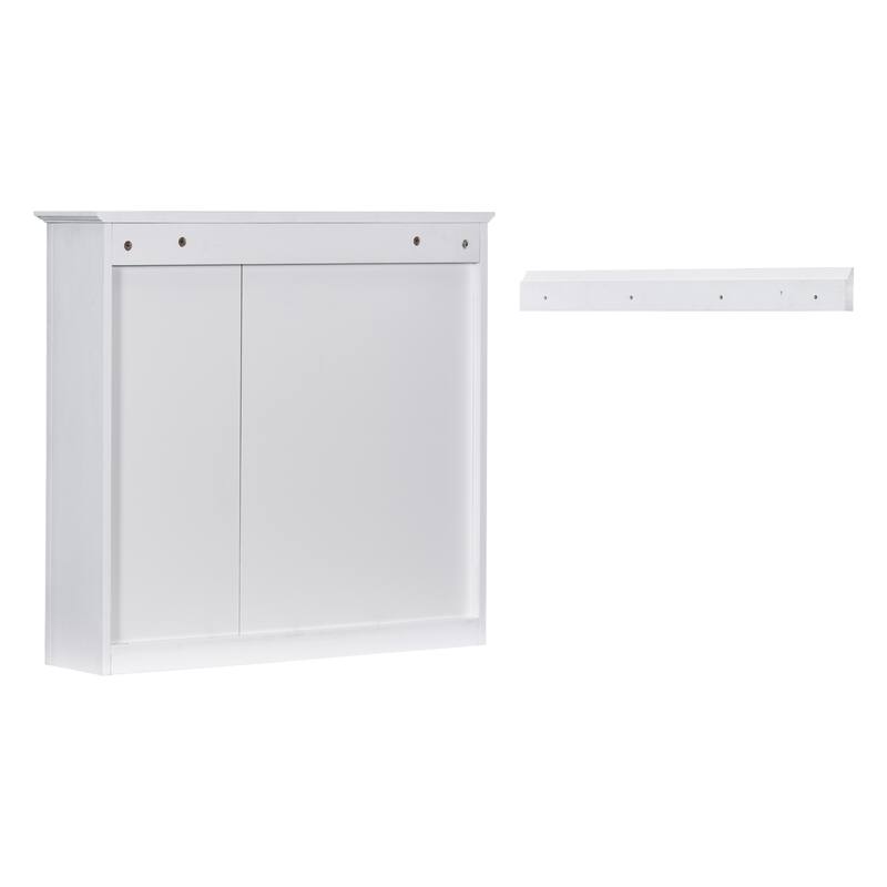 Anmytek White Wall Mounted Mirror Cabinet with Storage Bathroom Vanity Organizer