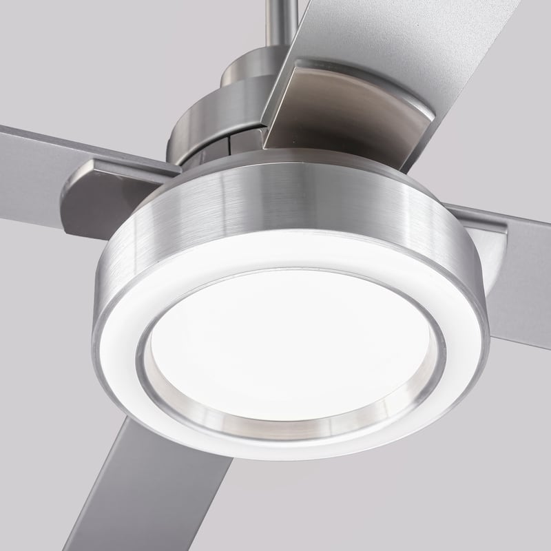 Vaczon 60" Modern Brushed Nickel Integrated LED Smart Ceiling Fan with Light and App