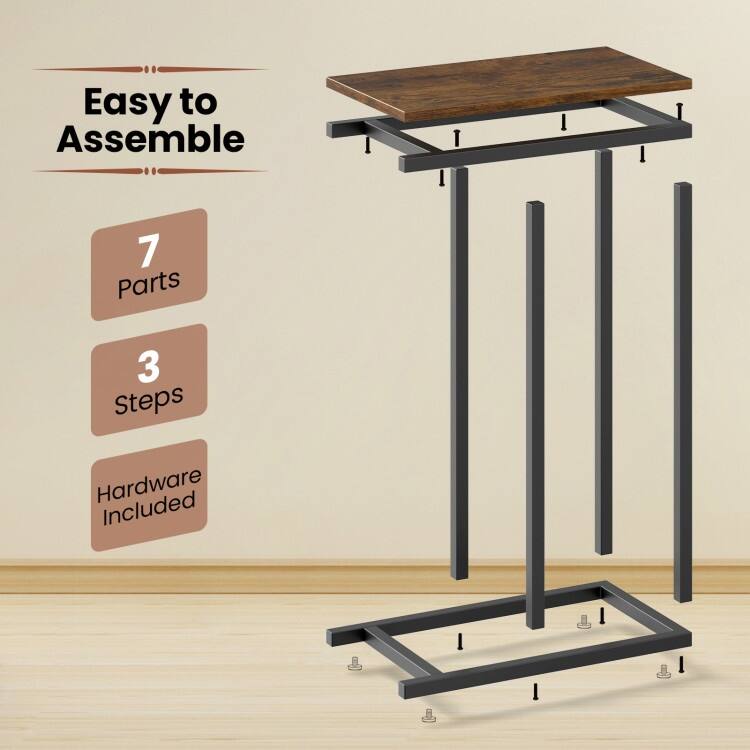 Metal Frame C End Table for Living Room Bedroom or Small Space