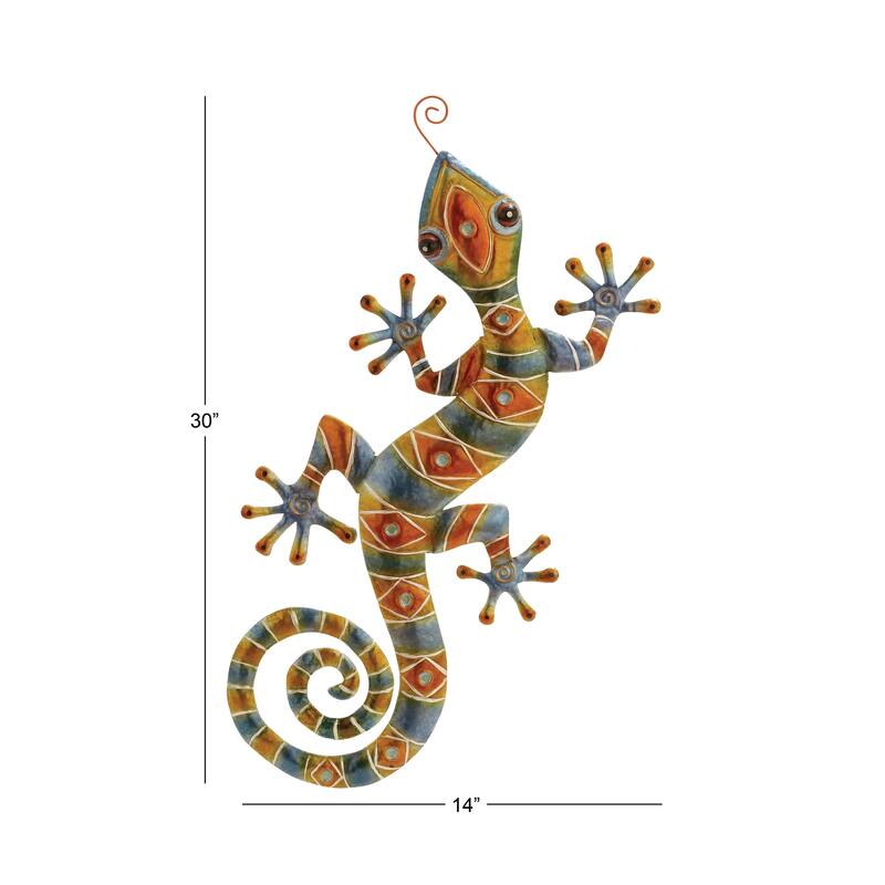 Multi Colored Metal Indoor Outdoor Lizard Home Wall Decor