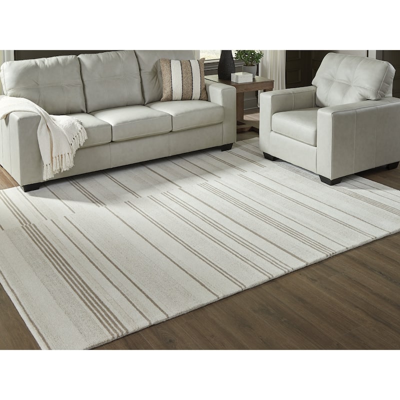 Signature Design by Ashley Gadence Beige/White Area Rug - 92" W x 120" D x 0.31" H
