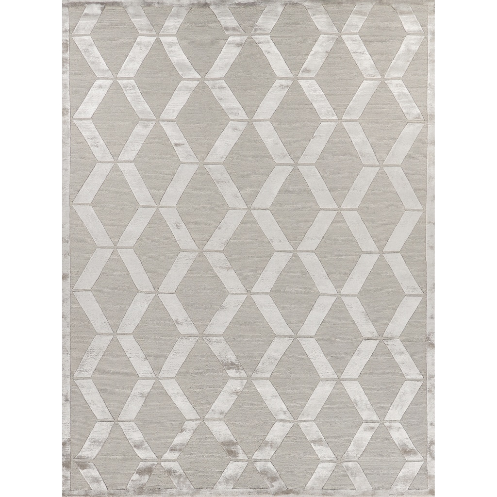 Metro Velvet hand-knotted Wool/Viscose Silver Area Rug - 8' x 10'