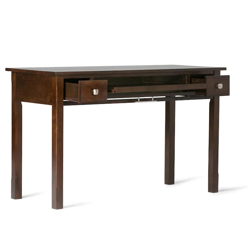 Writing Desk - Dark Tobacco Brown - Solid Pine Wood - Keyboard Tray & Drawers - 20"L x 47"W