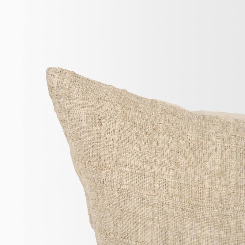 Jeren Beige Checker Textured Cotton-Linen Decorative Square Pillow Cover