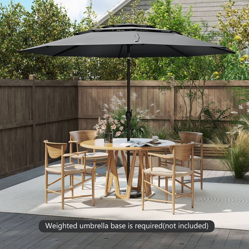 10 Ft Patio Umbrella with Crank and Tilt Vented Polyester Canopy for Backyard and Pool Shade