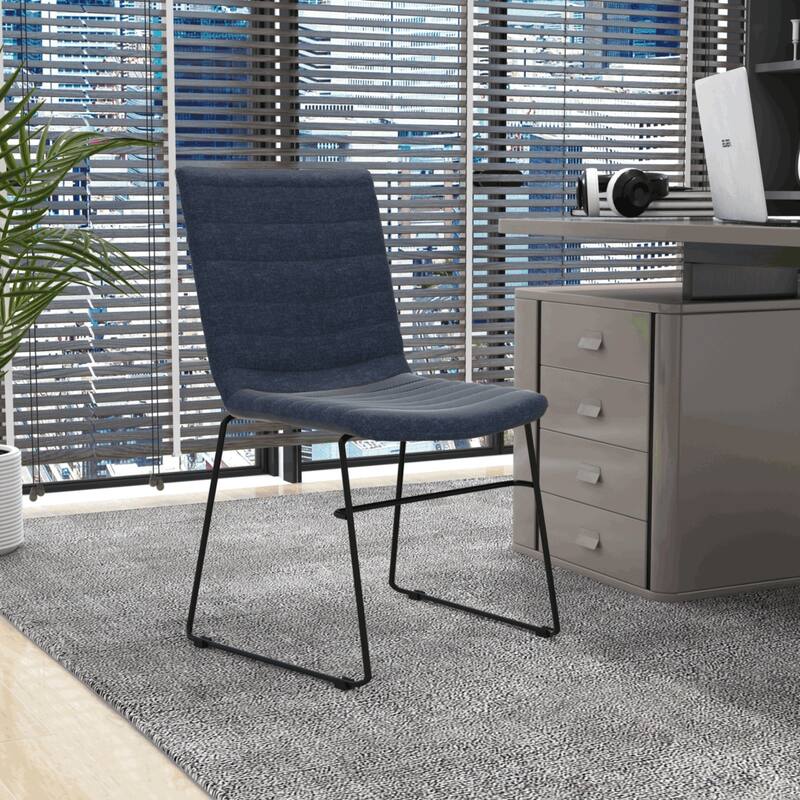 Zylar Modern Leather Guest Chair with Lumbar Support, Stainless Steel Base, High-Density Foam, Floor Protectors, 300 lb Capacity