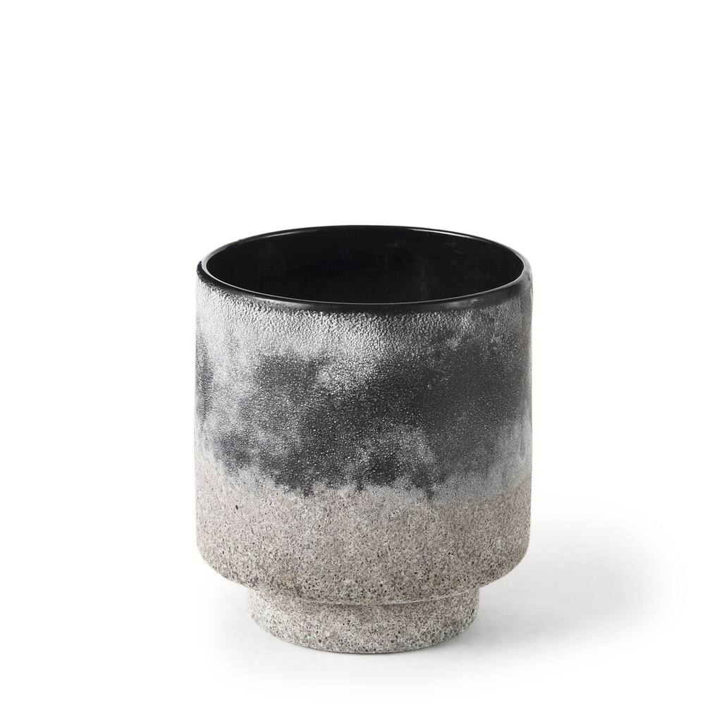 Black Brown and Gray Ombre Textured Ceramic Vase
