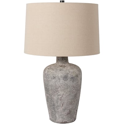 Heva Weathered Ceramic Rustic Table Lamp - 25"H x 15"W x 15"D