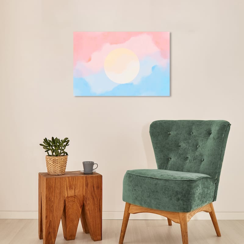 Wynwood Studio Canvas Abstract Pastel sun Blue and Light Blue Mid-Century Modern Wall Art Canvas Print - 16 x 24