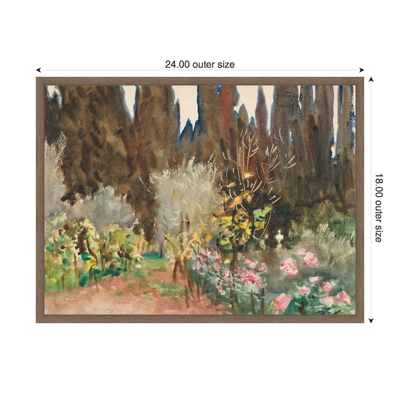 Kate and Laurel Gardens at Florence circa 1910 John Singer Sargent by Nostalgia Prints Framed Canvas Wall Art Print