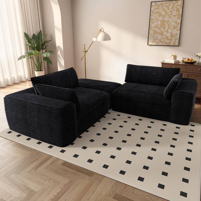 110" Oversized Cloud Sectional Sofa with Ottoman, Modular L Shaped Floor Couch with Deep Seat, Free Combination