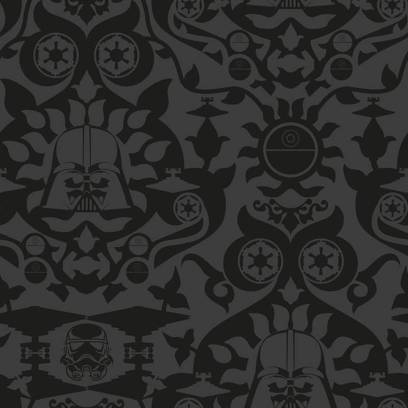 Charcoal Star Wars The Dark Side Damask Peel and Stick Wallpaper by RoomMates