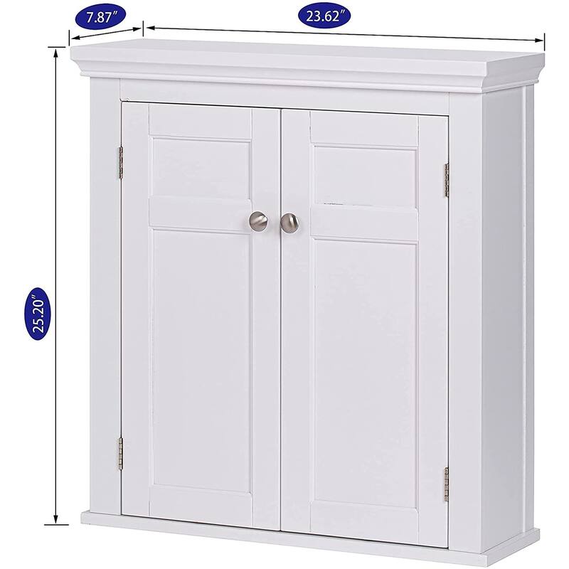 Spirich Home Bathroom Cabinet Wall Mounted with Doors and Shelves, 2 Doors Shuttered Wall Cabinet, Bathroom Wall Cabinet, White