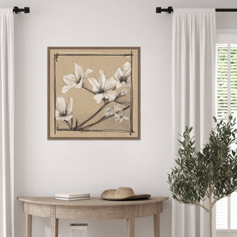 White Floral Study No. 1 by Ethan Harper (22 x 22 in.), Framed Canvas Wall Art Print