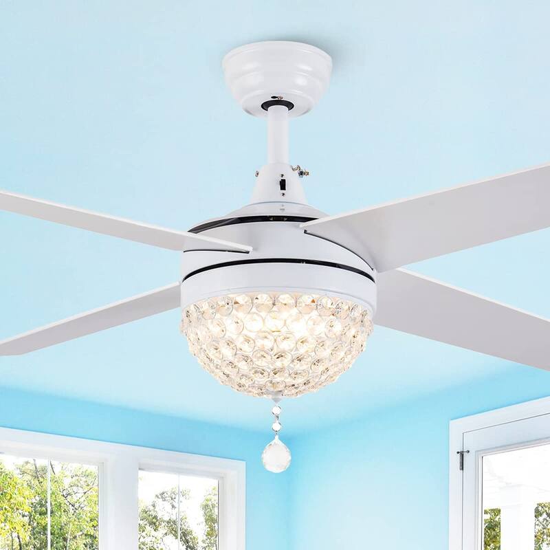 Bella Depot 52" Modern Crystal Ceiling Fan with LED Light, Reversible Ceiling Fan with Remote Control