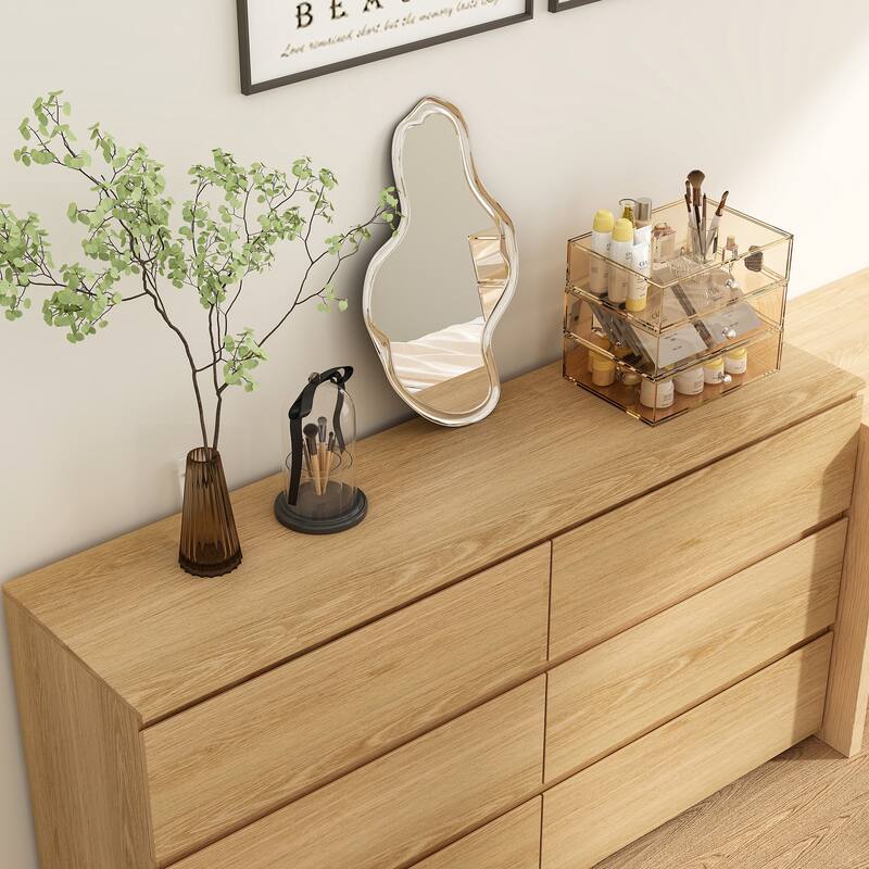 FUFU&GAGA 59" Modern Space Saving 6 Drawer Double Dresser Buffet Sideboard Chest