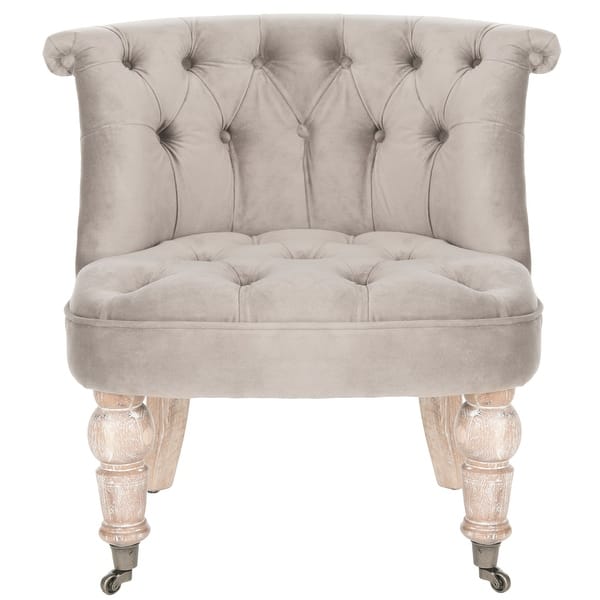 slide 2 of 6, Safavieh Carlin Mushroom Taupe Tufted Chair - 26.4" x 24.2" x 27"