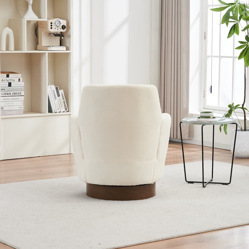 Polyester Swivel Barrel Accent Reading Chair Armchair for Living Room Bedroom Comfy Round Barrel with Gold Stainless Steel Base