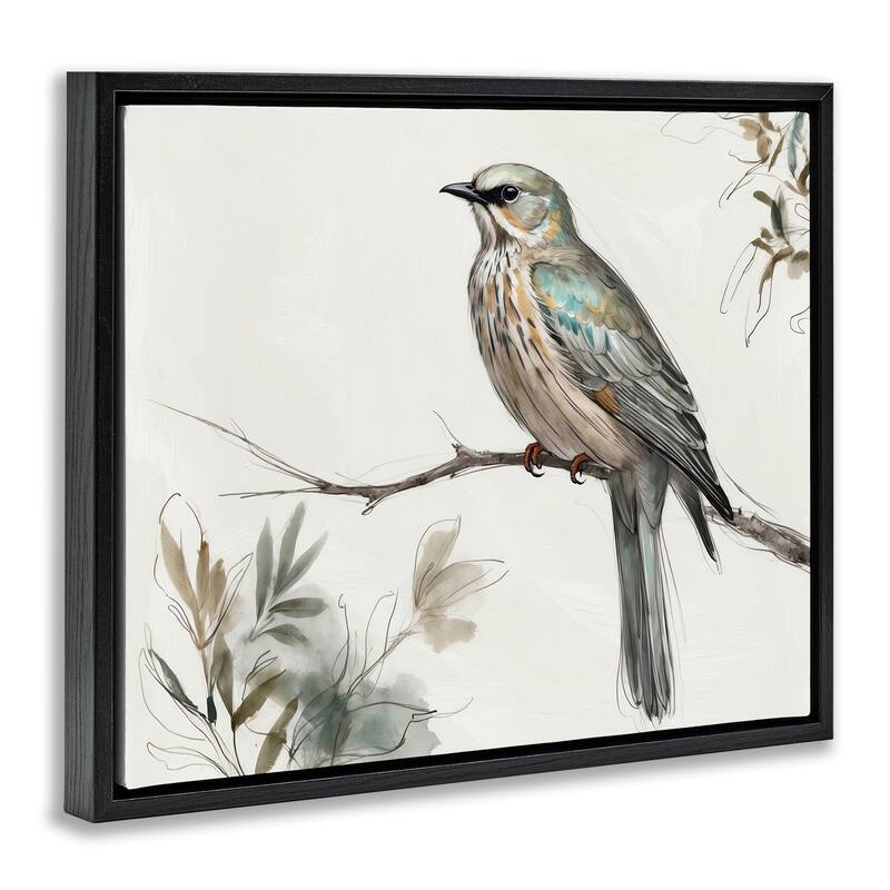 Stupell Stoic Bird Wildlife Study Framed Floater Canvas Wall Art Design By LSR Creative Studio