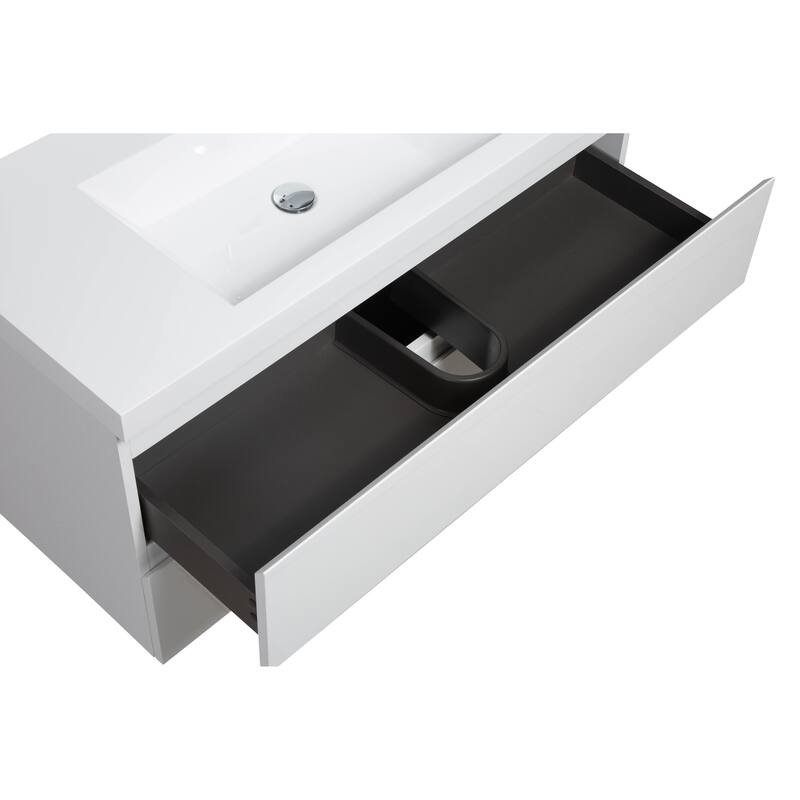36" Modern Wall-Mounted Floating Bathroom Vanity with Sink, Drawers