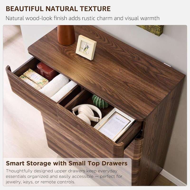 Modern 6 Drawer Dresser for Bedroom, Handle-less Wooden Dressers