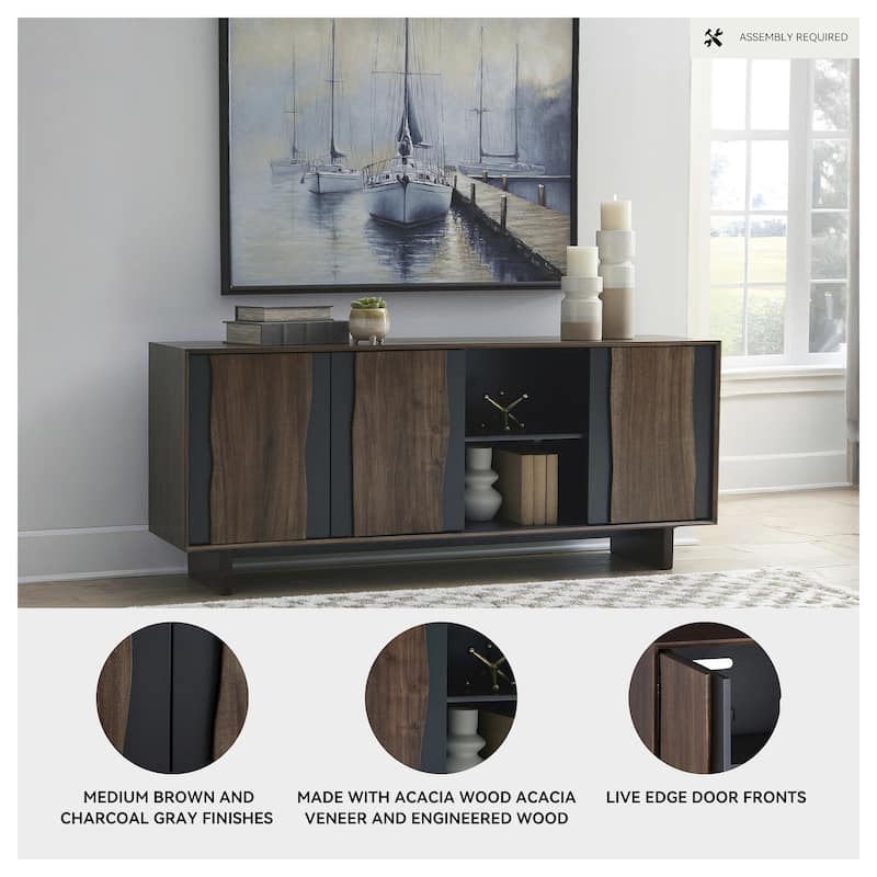 Signature Design by Ashley Welby Brown/Black Accent Cabinet - 71"W x 17"D x 30"H