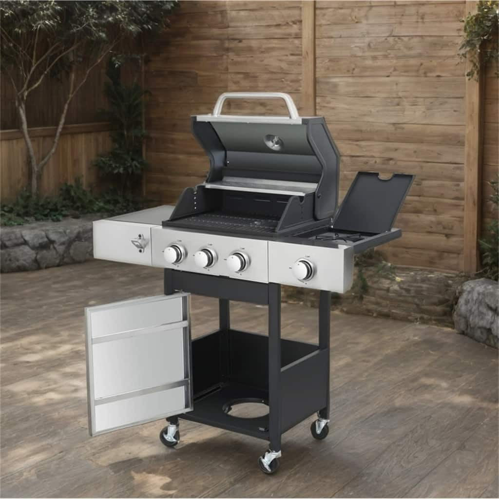 37230BTU Output 3 Burner Propane Gas BBQ Grill with Side Burner