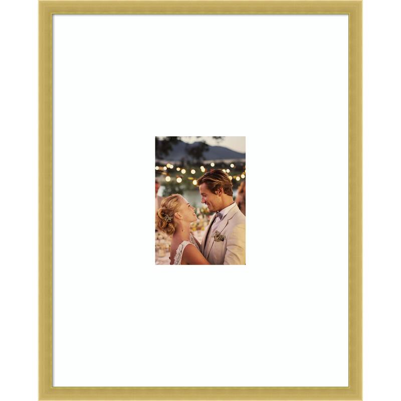 Svelte Clay Grey Framed Picture Frame, Photo Frame - 16x20 Matted White 5x7 - Svelte Polished Gold
