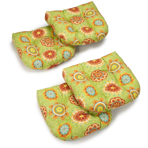 19 inch Rounded Back Tufted Indoor Outdoor Chair Cushions Set of