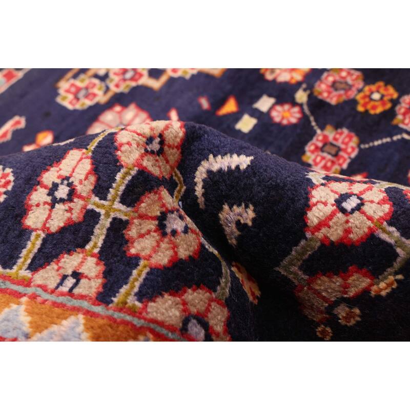 ECARPETGALLERY Hand-knotted Melis Vintage Dark Navy Wool Rug - 4'7 x 9'1